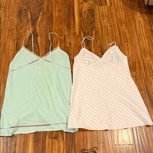 Victoria's Secret Mint and Pink Striped Chemise Set